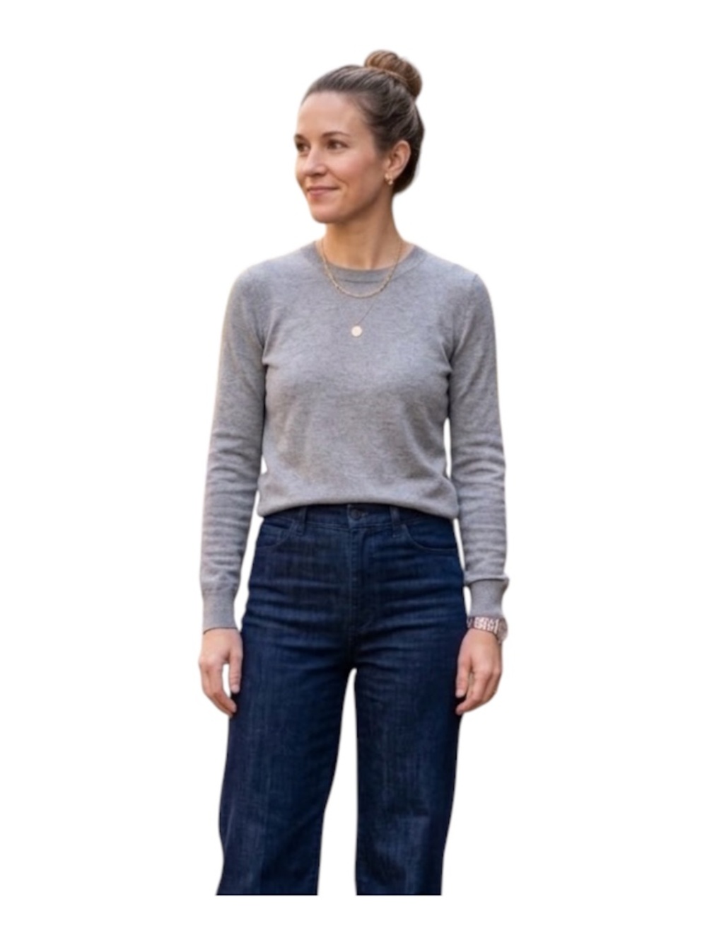 Quince Cashmere Blend Lightweight Crew Sweater Sz L Heather Grey Classic Capsule